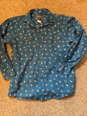 Ariat Teal Western Snap-Front Button Down Shirt